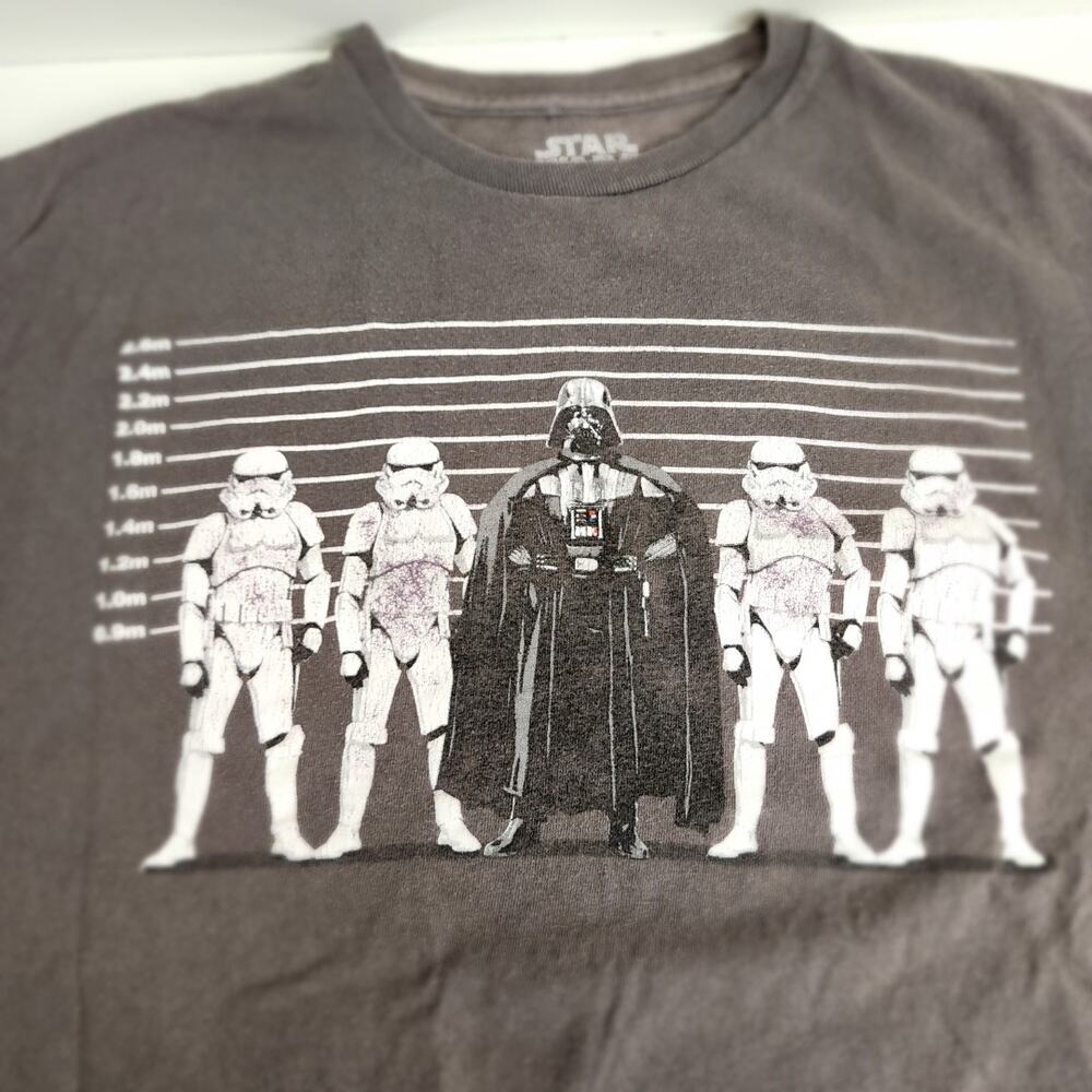 Star Wars Darth Vader & Storm Troopers Line Up Mug Shot Tee Shirt Men's Size L